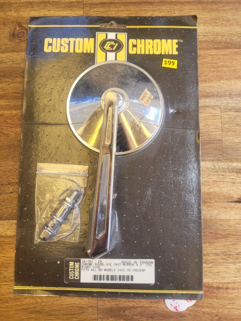 CUSTOM CHROME MIRROR ROUND CAST 6" STEM R/H